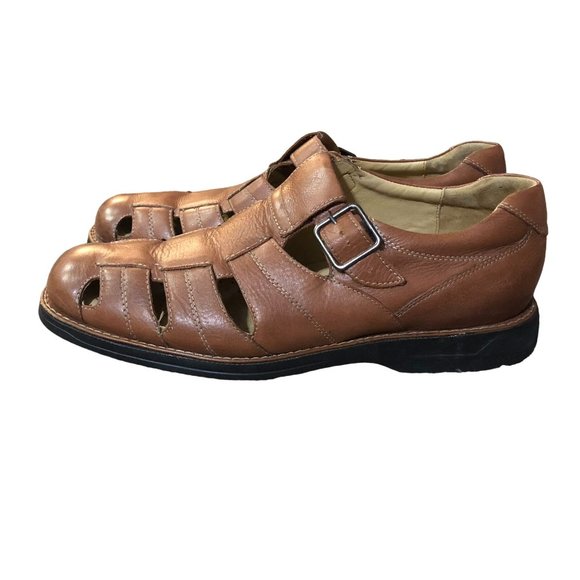 Johnston & Murphy Fisherman Sandal Shoes Mens 12M Used Brown Leather 20 5880 - Picture 14 of 16